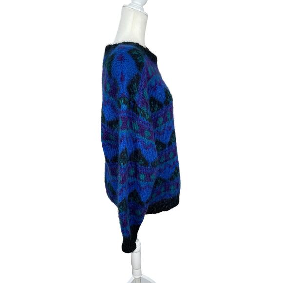 Vintage Gallagher Mohair Blend Geometric Sweater Women's Size Small 80s 90s - Picture 7 of 13